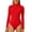 Red, variant on Women's Turtle Neck Slim Fit Long Sleeve Tops Bodysuit Jumpsuit Orange