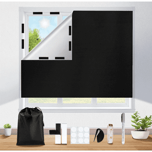 High Quality Pu Material Portable Blackout Blinds, Thin & Portable Sunlight Blocking for Various Locations, Includes Knife, Tape Measure, Velcro, Double-Sided Tape, Storage Bag