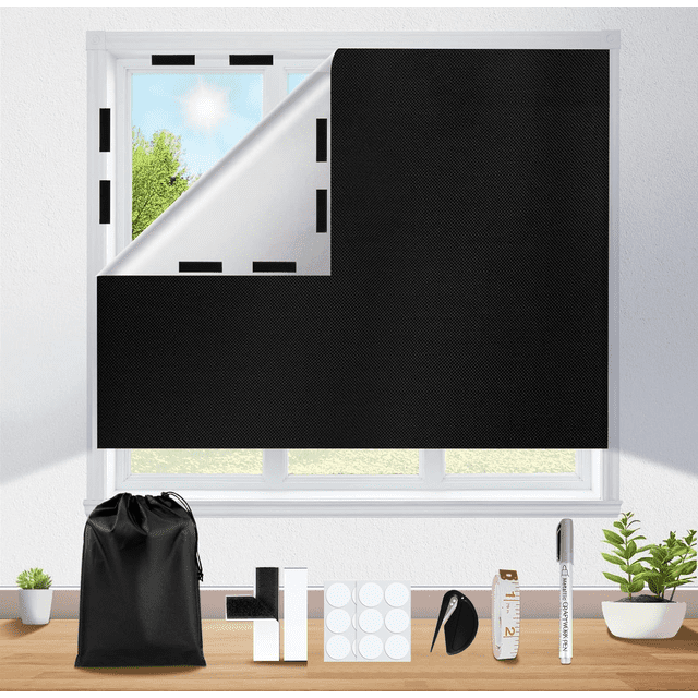 Complete Darkness Portable Blackout Curtains, Premium Material with Hook & Loop Tapes for Easy Customization, Reflective Silver Coating for Sunlight & UV Protection