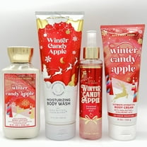 Bath and Body Works Winter Candy Apple 4-Piece Gift Set: Moisturizing Body Wash, Body Lotion, Body Cream and Diamond Shimmer Mist 4-piece Bundle