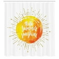 thumbnail image 3 of Hello Sunshine Shower Curtain, Summer Holiday Words with Watercolor Sun and Starburst Lines Sketch, Fabric Bathroom Set with Hooks, 69W X 70L Inches, Orange Yellow White, by Ambesonne, 3 of 3