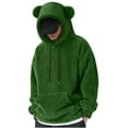 thumbnail image 2 of BXINGOHAI Men's Bear Ear Hoodies Drawstring Long Sleeve Fleece Sweatshirt Fuzzy Pullover Tops Sale Green,L, 2 of 6