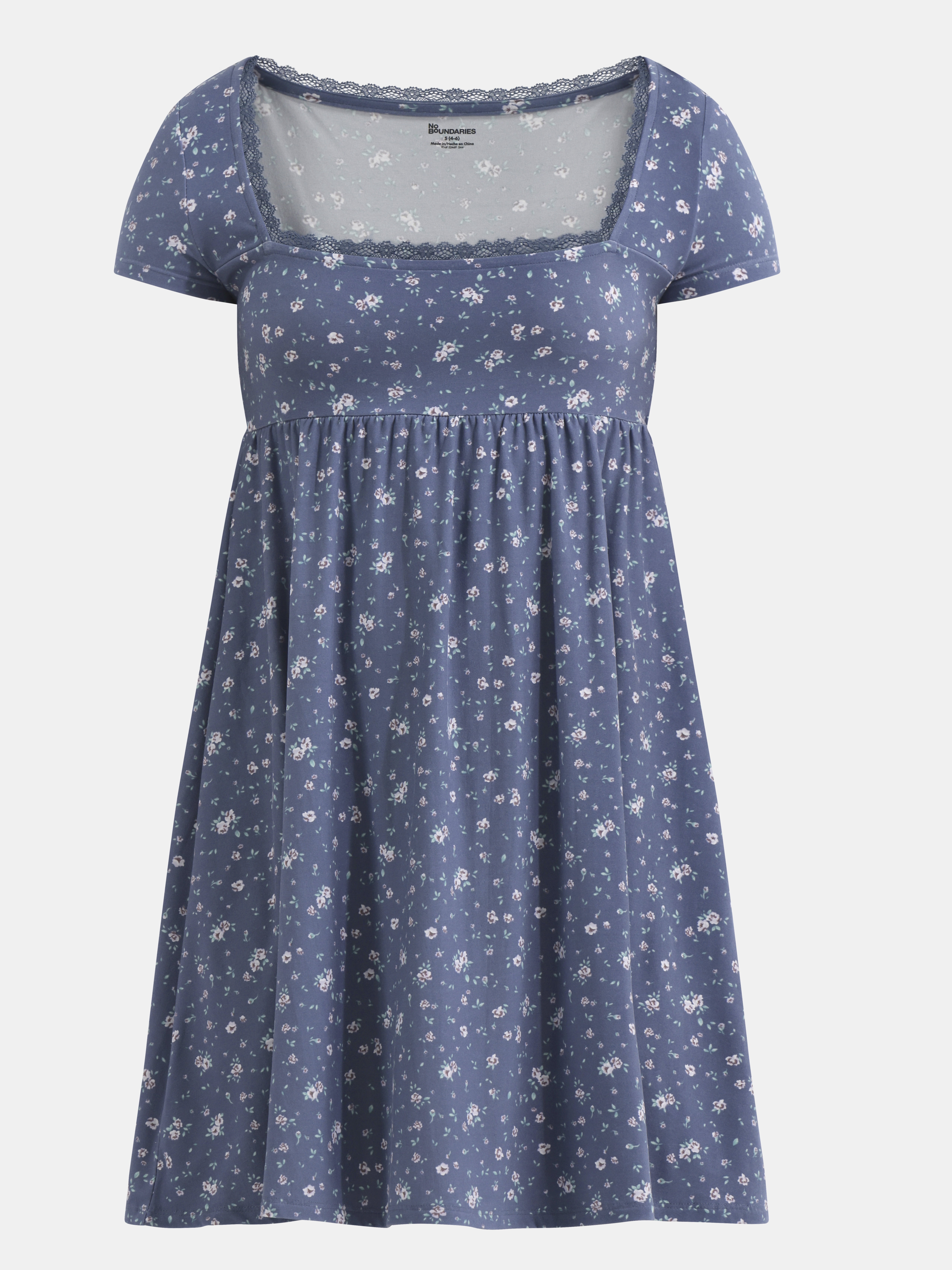 No Boundaries Babydoll Dress with Cap Sleeves, Women's