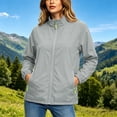 thumbnail image 5 of Lmueinov Plus Size Women's Lightweight Rain Jacket Waterproof Windbreaker Rainjacket for Women Stand Collar Full Zip Outdoor Jacket with Zip Pockets, 5 of 7