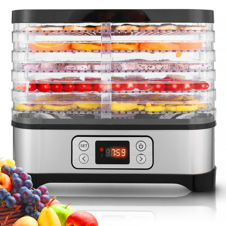 Professional Electric Multi-Tier Food Preserver,250W Food Dehydrator Machine,  Jerky Dehydrator with Timer, Five Tray And LCD Display Screen 