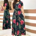 thumbnail image 1 of POINTERTECK Mode Femmes Robe Longue à Manches Courtes Imprimé Floral Boho Robe Décontractée pour Dames, 1 of 3