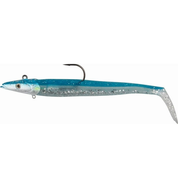 Savage Gear SE-J125-BS Soft Sandeel Lure, Blue Silver, 5", 4/5oz, sinking, 1 head, 2 bodies, Soft Sandeel Lure, Blue Silve