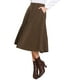 thumbnail image 4 of Falda de pana para mujeres, con botones en la parte delantera, de cintura alta, vintage, elástica, en línea A, acampanada, casual, midi, con bolsillos, XL, marrón, 4 of 6