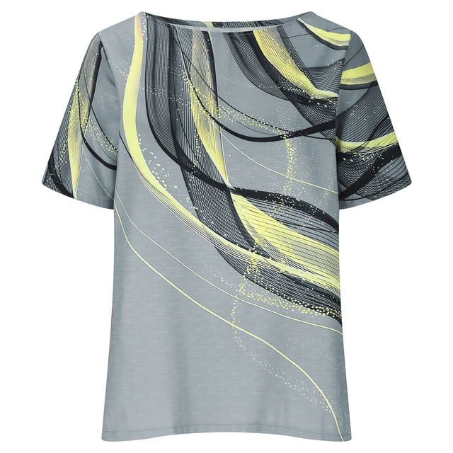 Birdeem T-Shirt Ample Décontracté pour Femmes à Imprimé, Col Rond, Manches Courtes, Chandail à Enfiler
