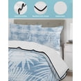 thumbnail image 4 of Quilts Twin Size Bedding Set, Blue Palm Leaves Lightweight Quilted Comforter, Summer Tropical Botanical Coastal Soft Reversible Bedspread Coverlet with Pillow Covers for All Season, 68" x 86", 4 of 7