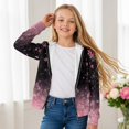 thumbnail image 5 of POLERO Girls Zip Up Cropped Hoodies Teen Long Sleeve Pink Peach Blossom Print Sweatshirts Kids Fall Casual Jacket with Pockets, 6-7 Years, 5 of 7