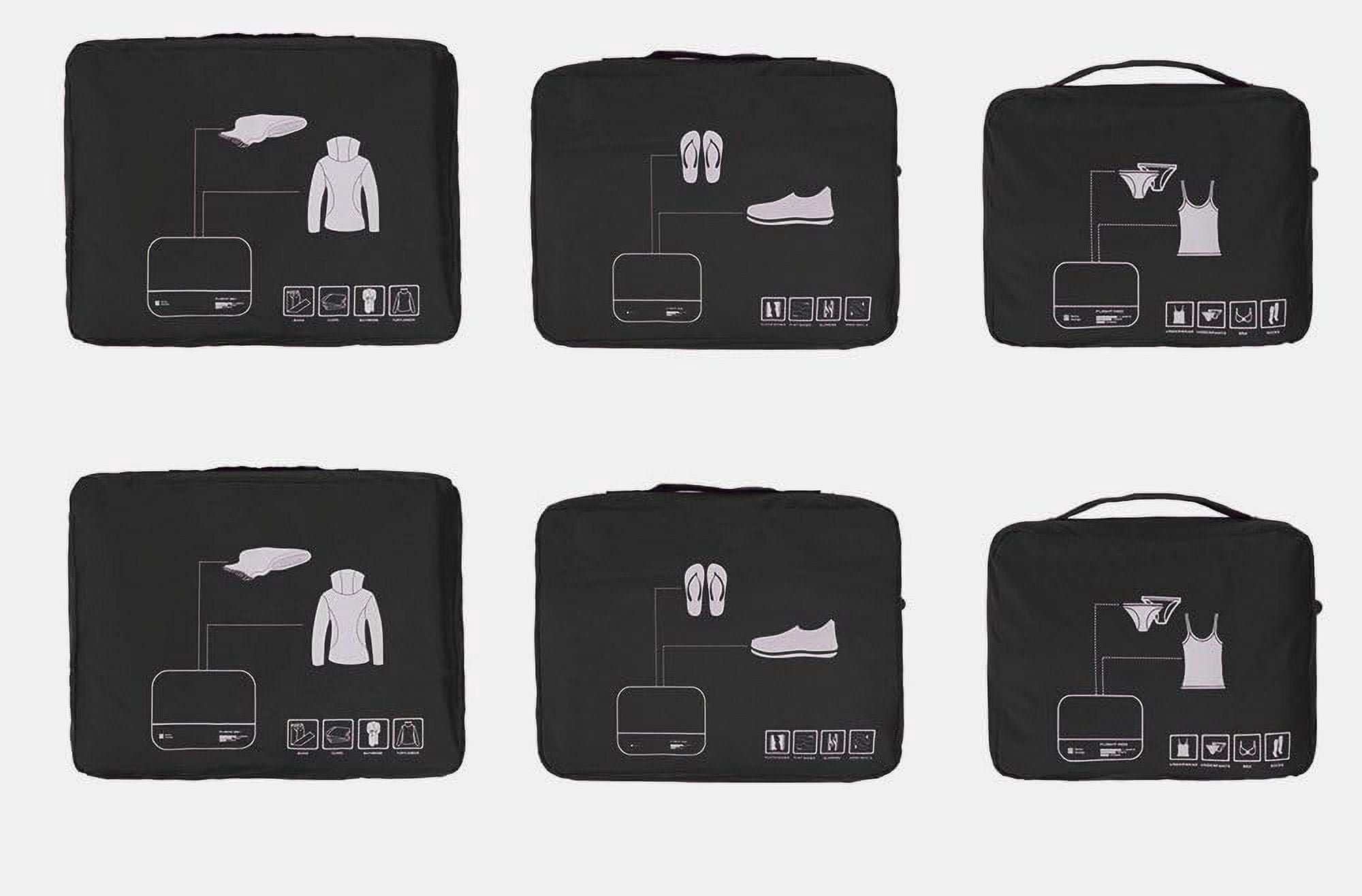 6-Piece Packing Cubes Set – Travel Luggage Organizers, Lightweight Nylon – 2 Large + 2 Medium + 2 Small Sizes – Breathable Mesh, Strong Zipper – Black/Navy Blue/Gray/Sky Blue