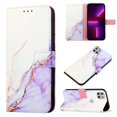 thumbnail image 5 of for Motorola One 5G Ace PU Leather Wallet case, Marble Pattern Credit Card Holder,Flip Folio Book Kickstand Cover Women Men with Long + Short Strap for Motorola One 5G Ace 6.7 inch (White/Purple), 5 of 6