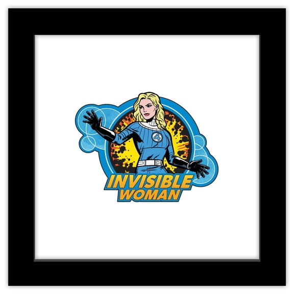 Gallery Pops Marvel The Fantastic Four: First Steps - Invisible Woman Sue Storm Comic Wall Art, Black Framed Version, 12" x 12"