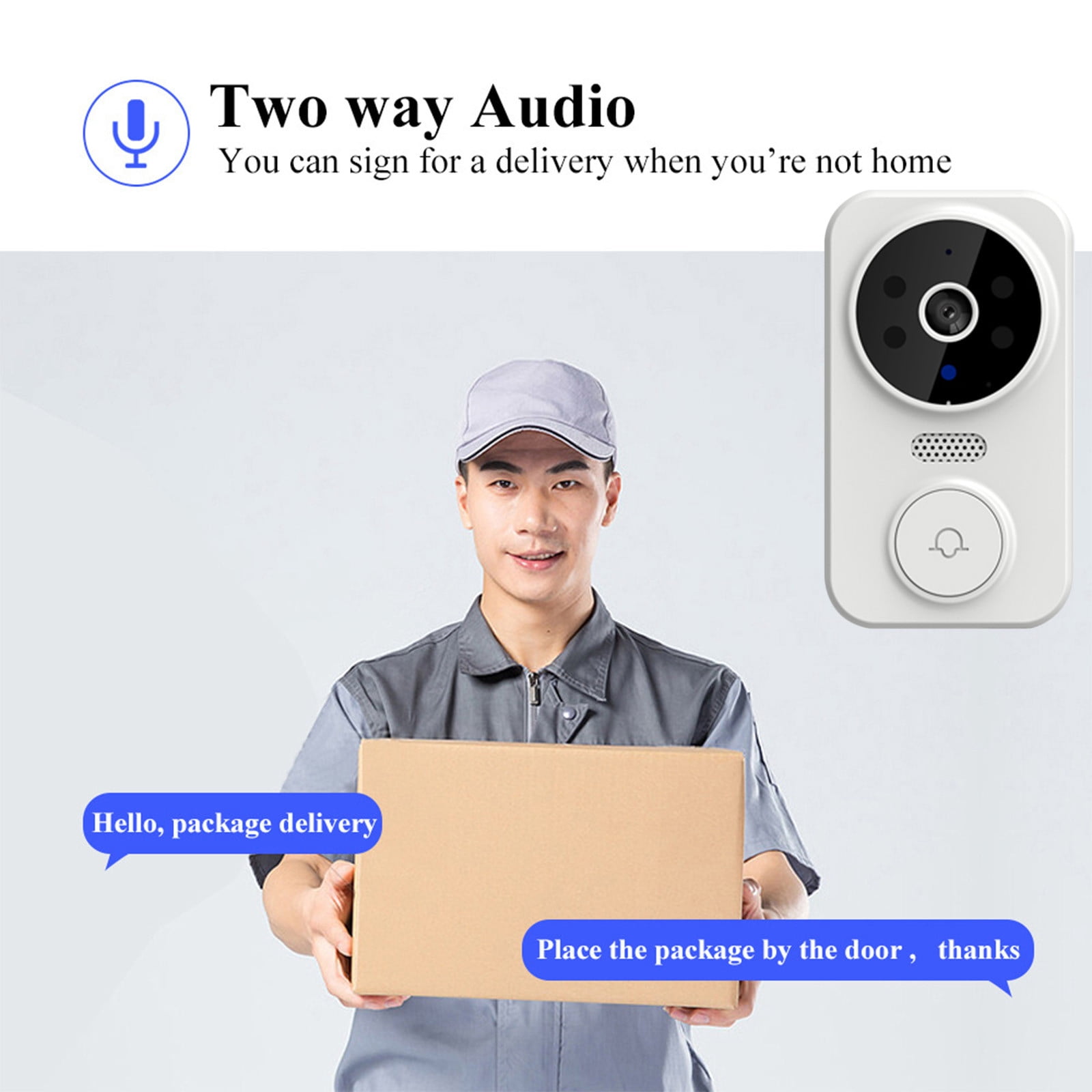 RnemiTe-amo Doorbell Camera Wireless with Chime, Video Doorbell,Smart Wireless Remote Video Doorbell Intelligent Visual Doorbell Home Intercom HD Night Vision Wifi Rechargeable Security Door Doorbell