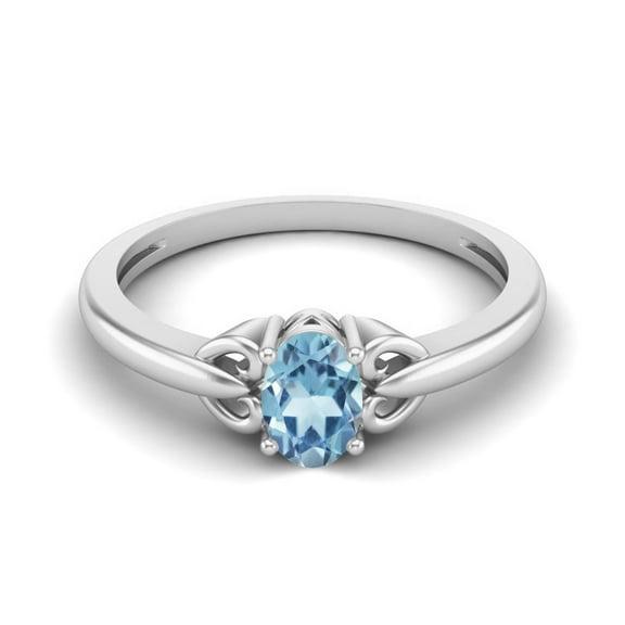 Mooneye 925 Sterling Silver 6X4mm Oval Blue Topaz Solitaire Women Valentines Day Gifts Ring