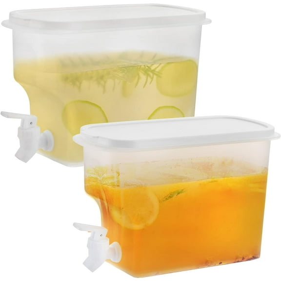2 Pack 1 Gallon Fridge Beverage Dispenser with Leak-proof Spigot, Plastic Cold Drink Jug for Party Drink, Juice, Iced Tea, Lemonade, Cold Brew-wpp