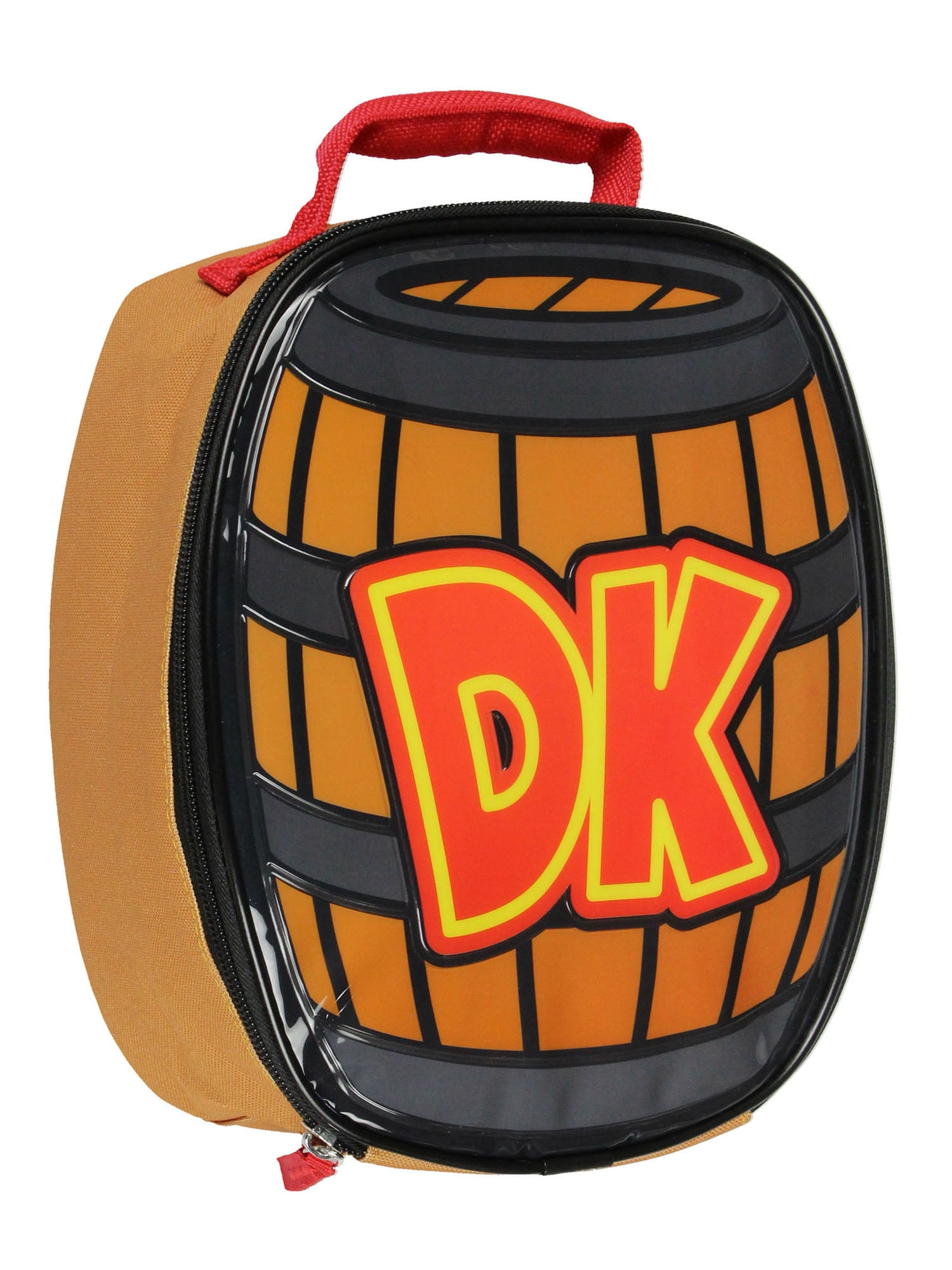 Nintendo Donkey Kong DK Barrel Shaped Insulated Lunch Bag Tote For Hot And Cold Food, Drinks, And Snacks 10"