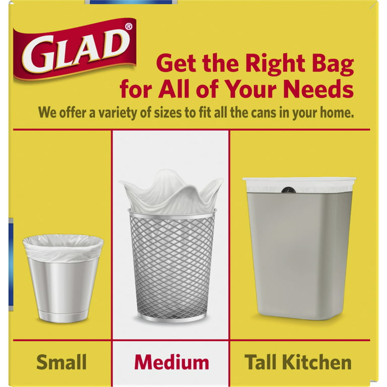 Glad Medium Kitchen Drawstring Trash Bags 8 Gallon White Trash Bag, Fresh  Clean Scent, 80 Count