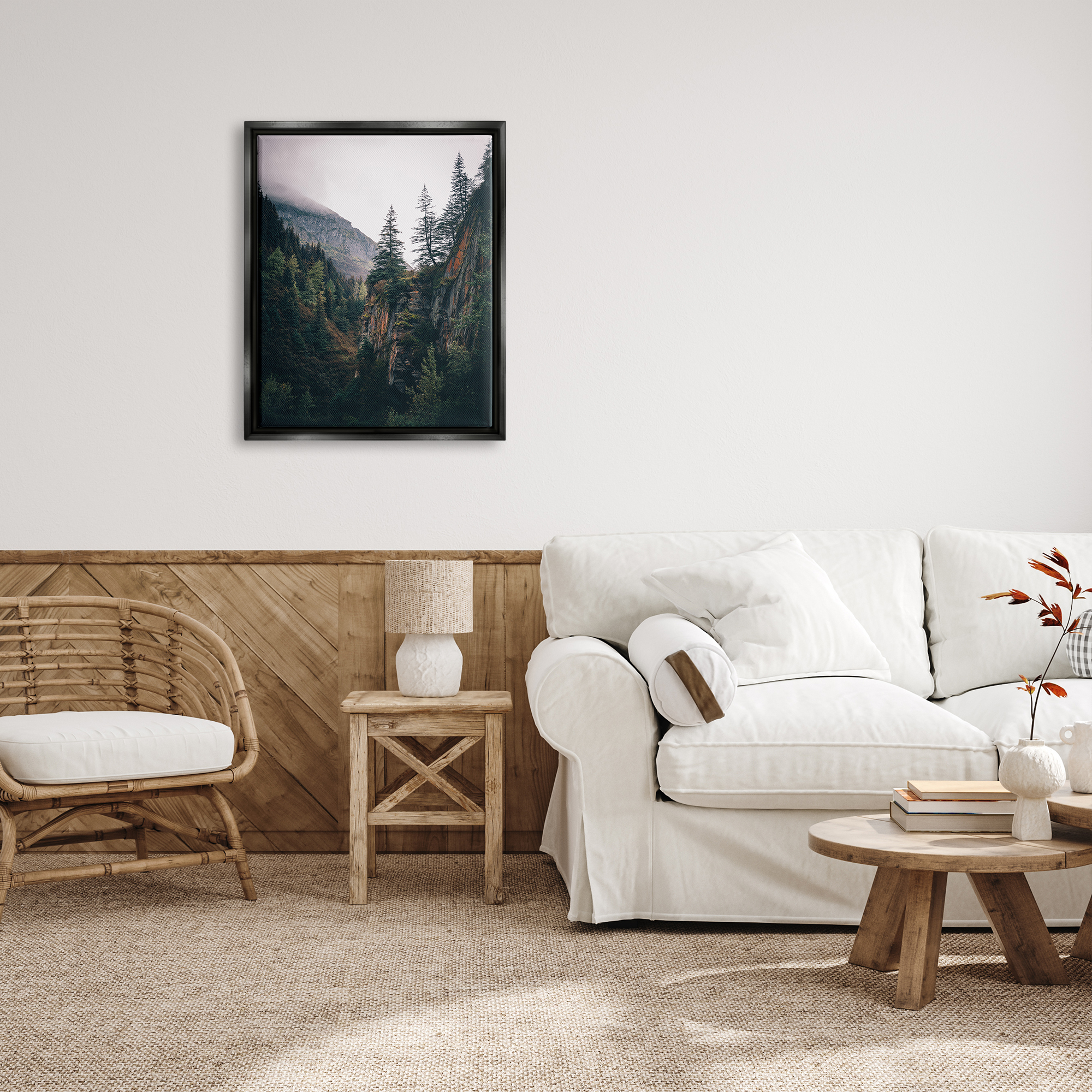 Stupell Industries Rustic Mountain Landscape Landscape Photography Black Floater Framed Canvas Art Print Wall Art, 25 x 31
