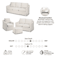 thumbnail image 3 of Harper 80W Sofa with Loveseat & Chair and Ottoman with Slipcovers - Ivory Fabric, 3 of 4