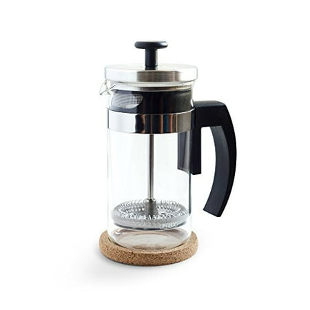 Brillante Small French Press Coffee Maker with 12 Ounce / 3 Cup Glass Beaker - Single Serve Cafetiere and Tea Maker