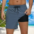 thumbnail image 2 of YYDGH Mens Swim Trunks with Compression Liner 9 Inch Bathing Suits Quick Dry Board Shorts Summer Swimsuit with Pocket, 2 of 4