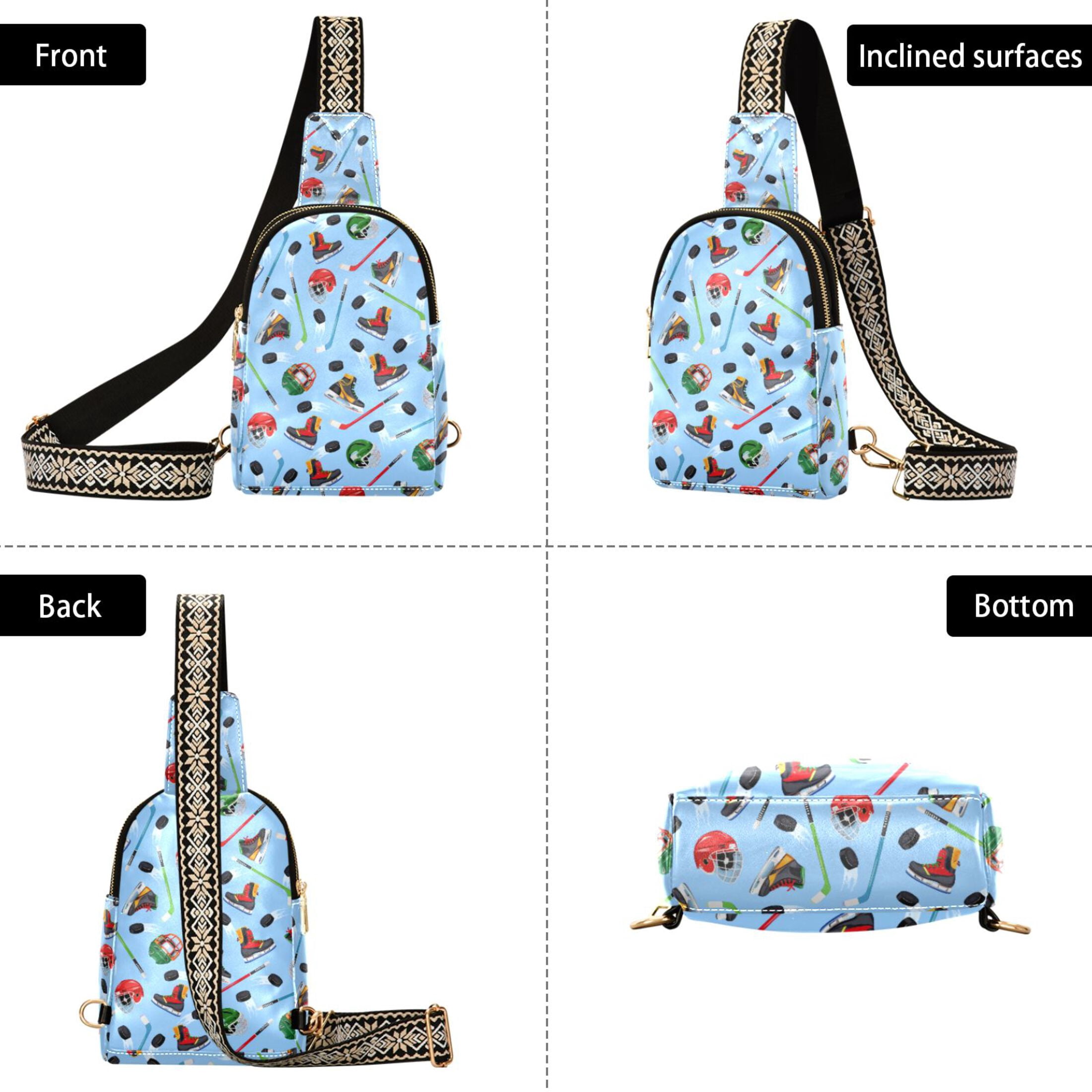 ALAZA Hockey Player Items Sling Bag for Women Men Waterproof Crossbody Chest Bags