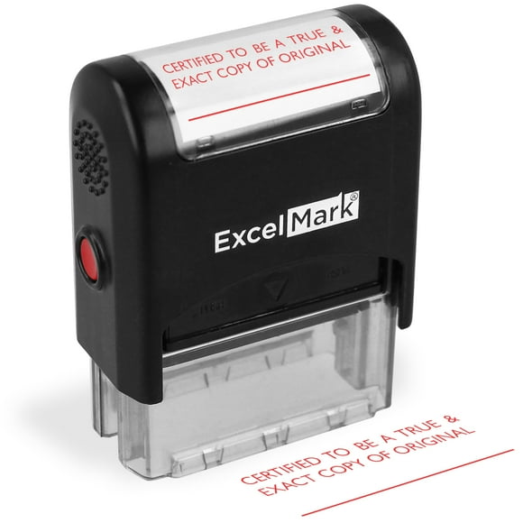 ExcelMark Tampon en Caoutchouc Auto-Encre Certifié Vrai & Exact Copie de l'Original