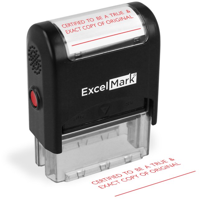 ExcelMark Tampon en Caoutchouc Auto-Encre Certifié Vrai & Exact Copie de l'Original