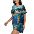thumbnail image 2 of Picia Watercolor Turtle Pajamas Sets for Women Soft Short-Sleeved Pjs with Lounge Shorts Two Piece Sleepwear-Medium, 2 of 9