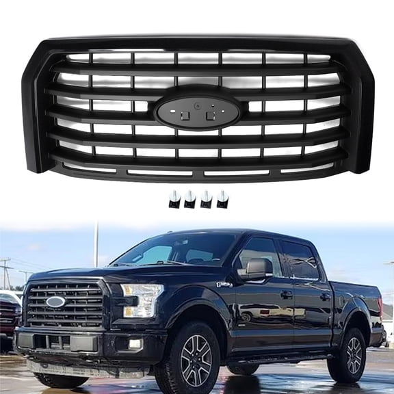 For Ford F150 F-150 2015 2016 2017 Tuxedo Black Front Bumper Upper Grille Grill