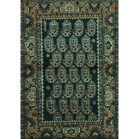 Ahgly Company Machine Washable Indoor Rectangle Persian Turquoise Blue Traditional Area Rugs, 5' x 7'