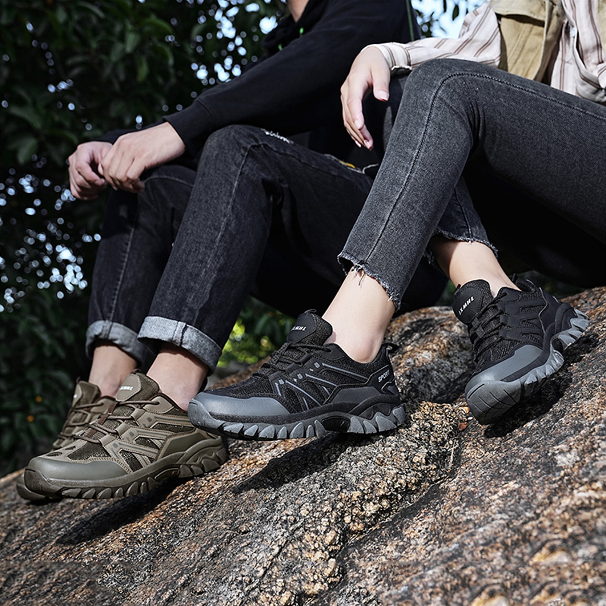 LASUDRAA Unisex Non-Slip Breathable Hiking Shoes for Men Women, Outdoor Trekking Trail Sneakers for Camping Walking