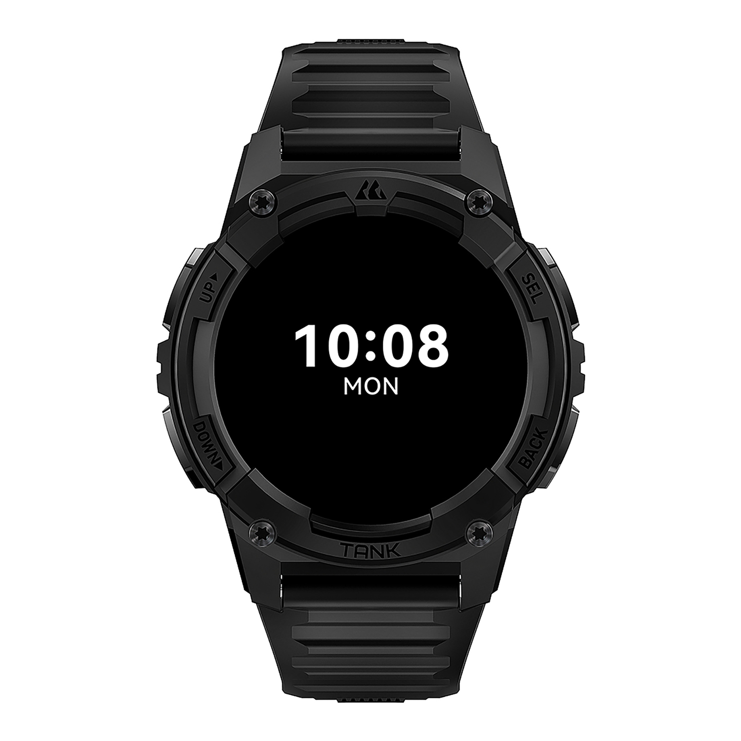 KOSPET TANK S2 1.32-In. AMOLED GPS Smartwatch with Silicone Band (Strawflower Black), P-S001-B