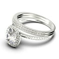 thumbnail image 4 of Bridal Ring Set Art Deco 2.50 Carat Oval Cut Diamond Moissanite Engagement Ring, Wedding Ring in 925 Sterling Silver With 18k White Gold Plating, Promise Ring,Trio set, 4 of 4