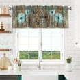 thumbnail image 6 of Rustic Daisy Flower Window Treatment Valances 54"x18" Vintage Teal Sunflowers Wood Board Rod Pocket Kitchen Valance 1 Panel Live Laugh Love Curtain Valance for Bathroom Living Room, 6 of 7