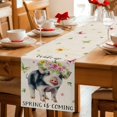 thumbnail image 5 of Spring Pig Table Runner - 90 Inch Long Butterfly Botanical Floral Rustic Cotton and Linen Blended Dress Scarves Farmhouse Table Runner for Kitchen Dining, Coffee Table, 13" x 90", 5 of 8