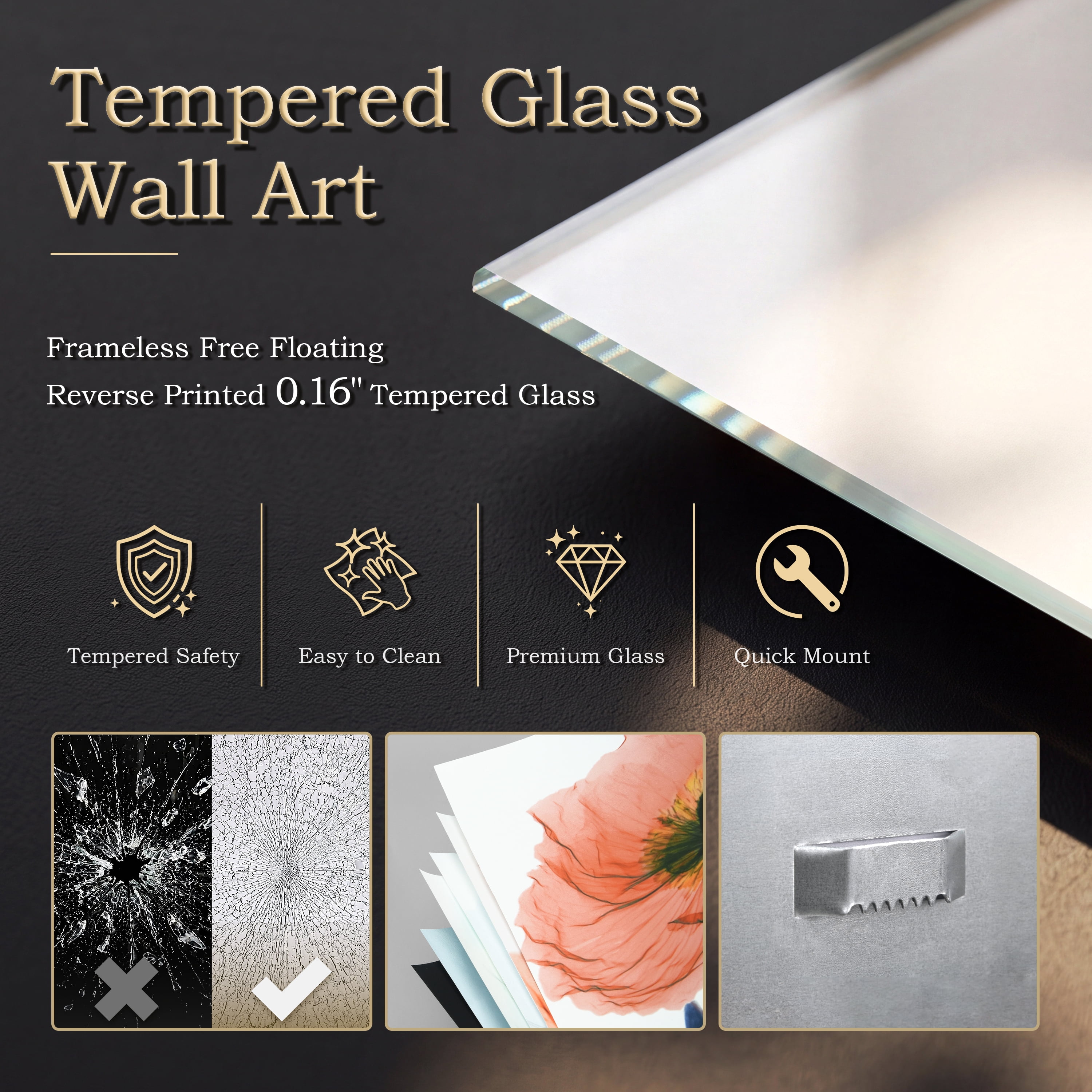 B Wheels Frameless Free Floating Tempered Glass Panel Graphic Wall Art , 18" x 24"