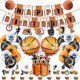 thumbnail image 1 of Basketball sport Cartoon Birthday Party Decoration Happy Birthday Flag Cake Cupcake Topper 12 Inch Round Balloon 18 Inch Foil Balloon, 1 of 4