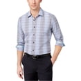 thumbnail image 1 of Ryan Seacrest Mens Blue Grid Button Up Shirt, Blue, Large, 1 of 1