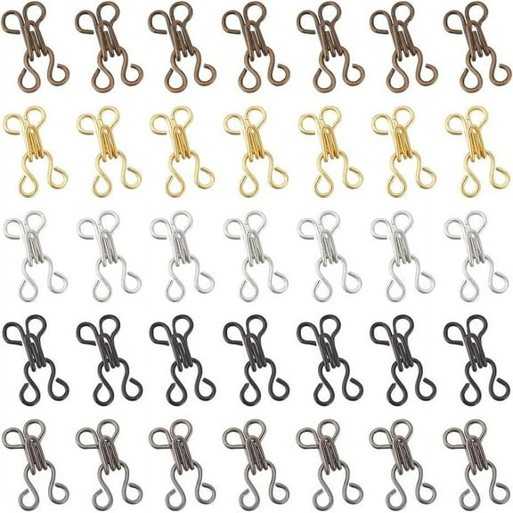 1 Box 200 Sets 5 Colors Brass Garment Hook and Eye 12mm Mini Sewing Hooks and Eyes Closure Hook and Eye Latch for Bra Clothing Craft BJD Garment Accessories