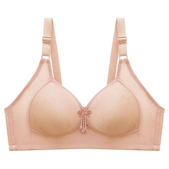 JINMGG 2023 Bras for Women Plus Size Woman's Fashion Plus Size Wire Free Comfortable Push Up Hollow Out Bra Underwear Beige XXXL