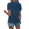 thumbnail image 4 of safuny Summer Loose Comfy Tops for Women Stripe Tops Short Sleeve Trendy Tees Round Neck Shirts Elegant Casual Vintage Fashion Clothing Blue XXL, 4 of 4