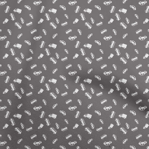 oneOone Cotton Cambric Gray Fabric Car Quilting Supplies Print Sewing Fabric By The Yard 56 Inch Wide