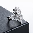 thumbnail image 2 of Pear Cut Diamond Engagement Bridal Ring Set, Bezel Set Diamond Ring Set, Chevron Wedding Band With Cluster Diamond Ring, 925 Sterling Silver, 2.6 Ct Simulated Diamond, Partywear Ring, 2 of 5