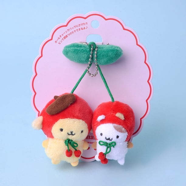 Sanrio Hello Kitty Kuromi My Melody Cherry Plushie broche, llavero suave, colgante, cuerda de pelo de felpa, dibujos animados, animales lindos, muñeca, regalos