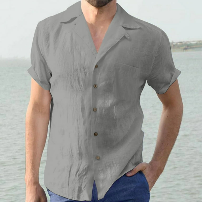 Adviicd Boys White Button Down Shirt Men's Fishing Shirts with Zipper Pockets UPF 50 Lightweight Cool Short Sleeve Button Down Shirts for Men Casual