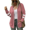 thumbnail image 6 of Lisingtool Womens Tops Women's New Seasonal Versatile Solid Color Cardigan Hooded Zipper Sweater Essentials Hoodie Pink, 6 of 8