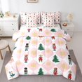 thumbnail image 1 of Christmas Nutcracker Decor 7Pcs Comforter Set Full Size,Nutcracker Soldier Mouse Ballet Girl Bedding Sets for Kids Teens,Christmas Tree Gold Snowflake Fitted Flat Sheet Pink Check Bed in a bag, 1 of 5